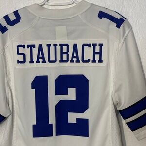 Nike Dallas Cowboys Roger Staubach 12 NFL Jersey Mens Medium White
